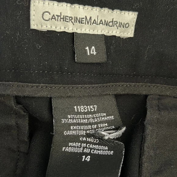 CATHERINE MALANDRINO Cuffed Shorts Black Cotton Stretch Mid Rise Size 14 - Picture 7 of 10